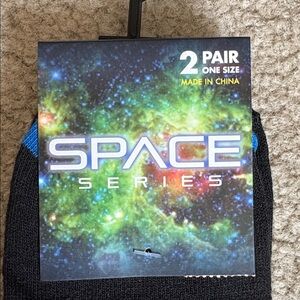 Space Series Black and Blue Socks OS 2 pr. NWT